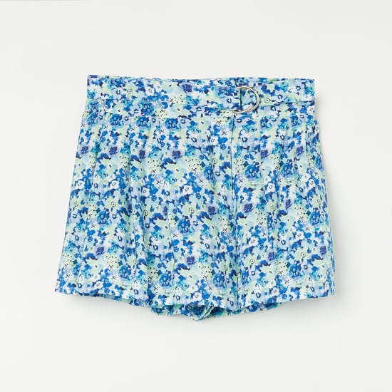 FAME FOREVER Girls Floral Printed Belted Skirt