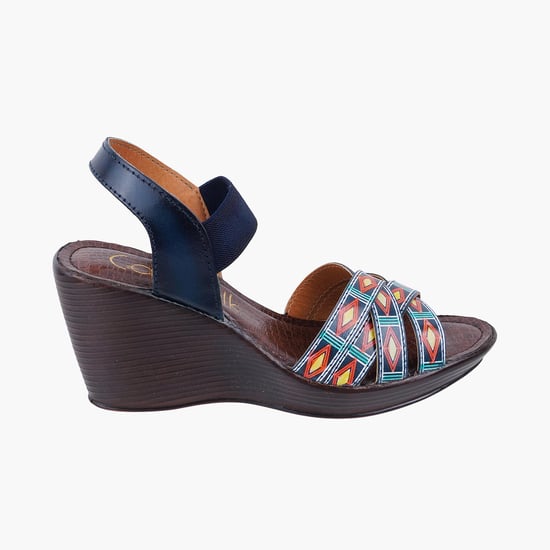 CATWALK Women Printed Heeled Wedges Blue