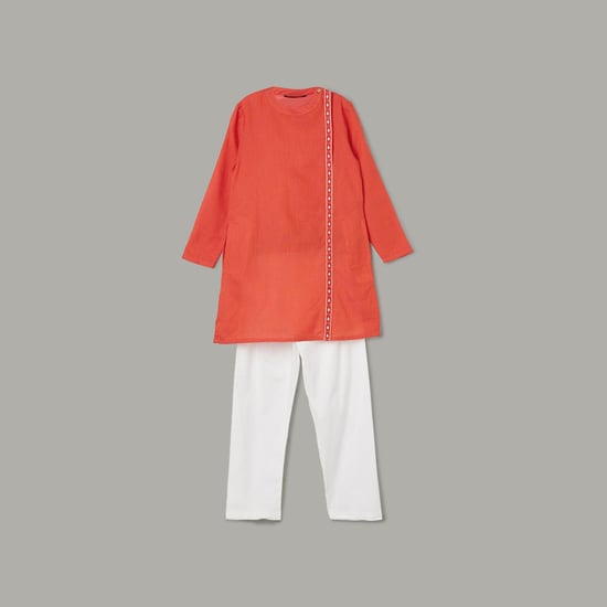 MELANGE Boys Solid Straight Kurta Set