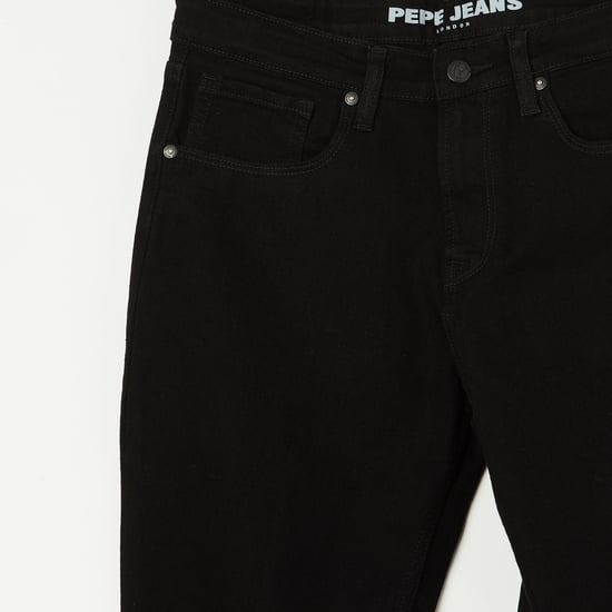PEPE JEANS Boys Solid Bootcut Jeans Black