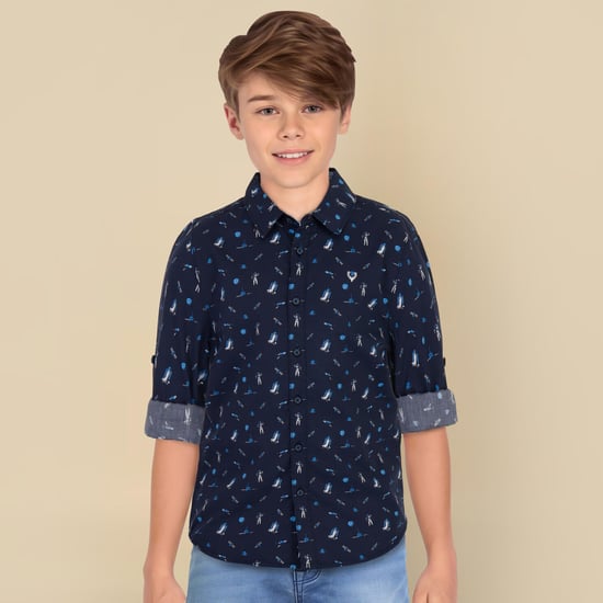 ALLEN SOLLY Boys Printed Regular Fit Shirt