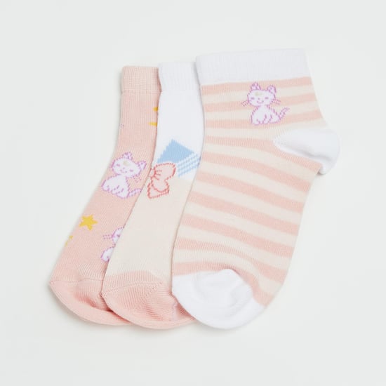 FAME FOREVER Girls Printed Ankle-Length Socks - Pack of 3