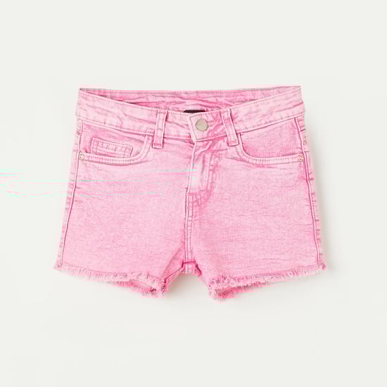 FAME FOREVER Girls Washed Denim Shorts Pink