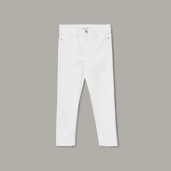 Girls White Slim Fit Jeans main image 0
