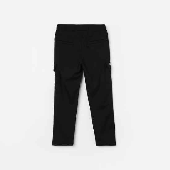 RUFF KIDS Boys Solid Cargo Trousers | Black
