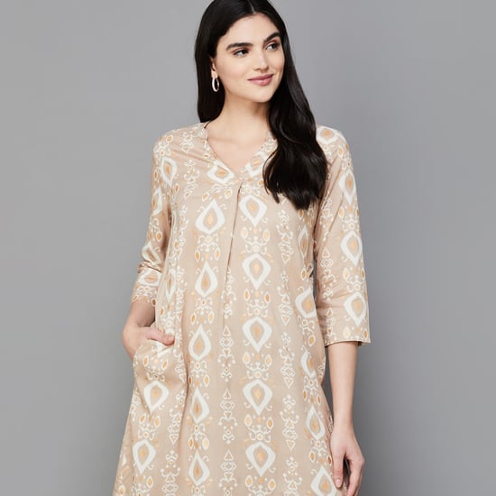 MELANGE Women Ikat Printed Straight Kurta