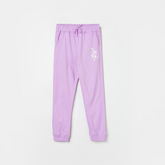 FAME FOREVER Girls Printed Elasticated Joggers Purple