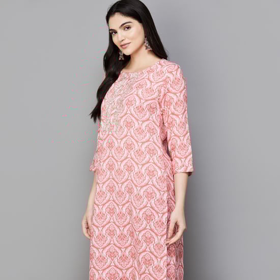 MELANGE Floral Printed Straight Kurta