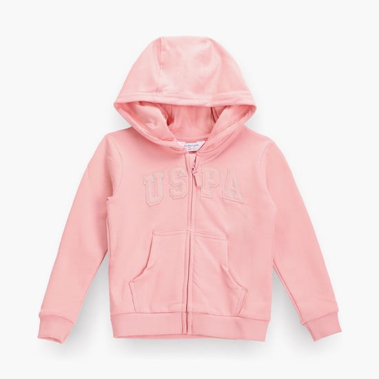 U.S. POLO ASSN. KIDS Girls Appliqued Hooded Sweatshirt