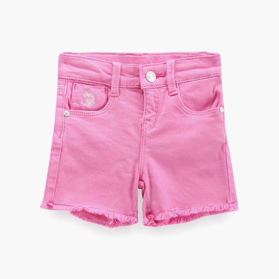 POLO KIDS Girls Solid Denim Shorts