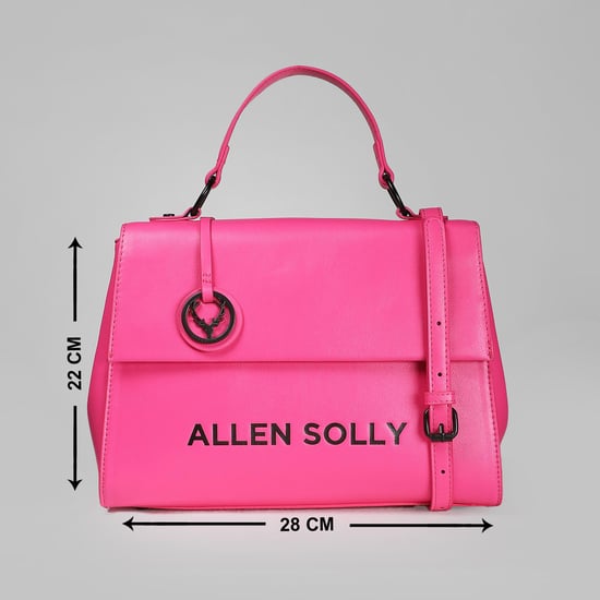 ALLEN SOLLY Women Logo Printed Handheld Bag Pink