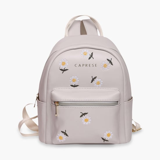 CAPRESE Women Floral Embroidered Backpack Grey