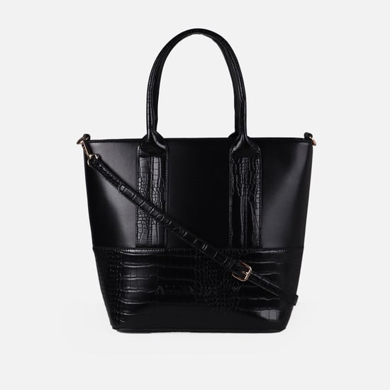 ALLEN SOLLY Women Textured Handheld Bag Black