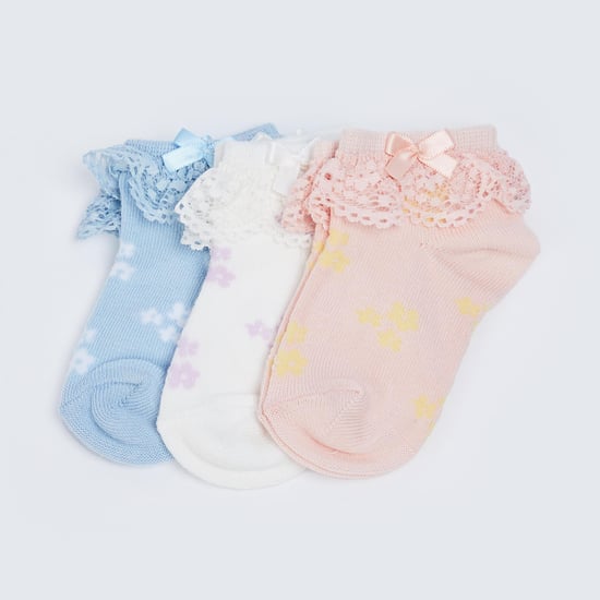 FAME FOREVER Girls Lace-Detailed Socks - Pack of 3
