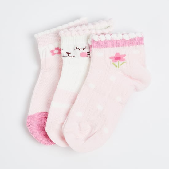 FAME FOREVER Girls Printed Ankle Length Socks - Pack of 3