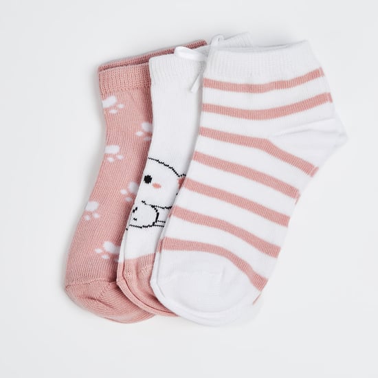 FAME FOREVER Girls Printed Ankle Length Socks - Pack of 3