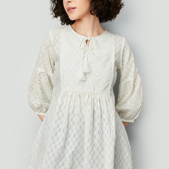 Buy Women Schiffli Balloon Sleeves Tunic Online at just Rs. 899.0 