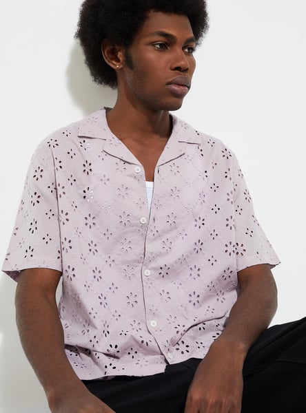 Buy URB_N Men Relaxed Fit Schiffli Resort Shirt Online at just Rs