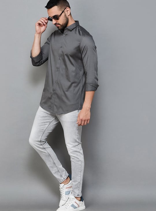 JACK & JONES Men Solid Slim Fit Casual Shirt