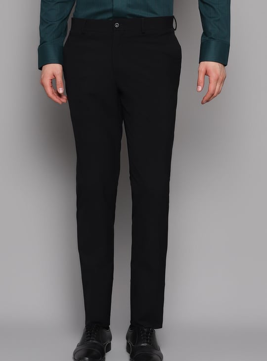 BLACKBERRYS Men Solid Slim Straight Fit Casual Trousers