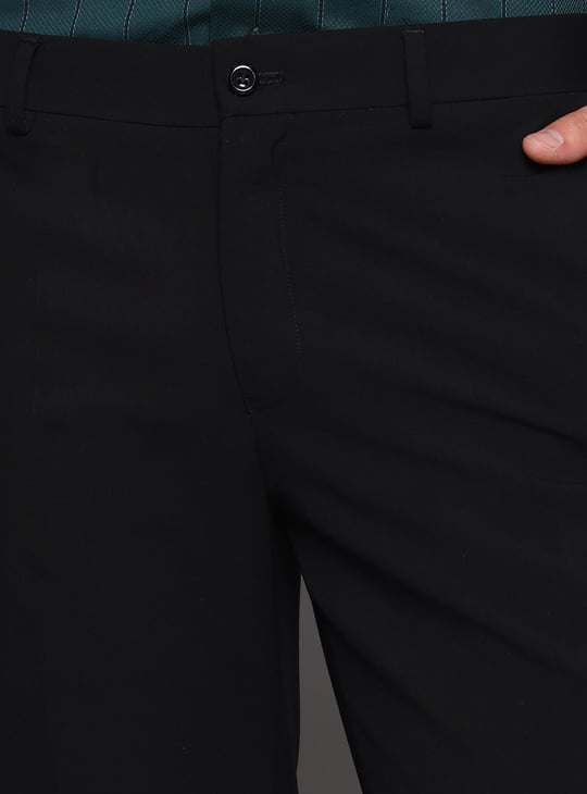 BLACKBERRYS Men Solid Slim Straight Fit Casual Trousers