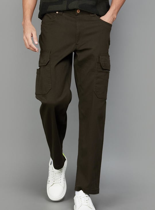 JACK & JONES Men Solid Regular Fit Cargo Trousers