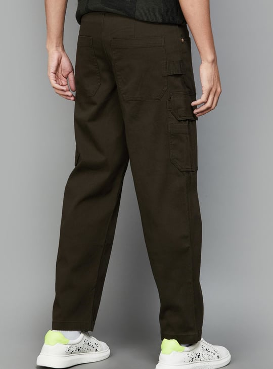 JACK & JONES Men Solid Regular Fit Cargo Trousers