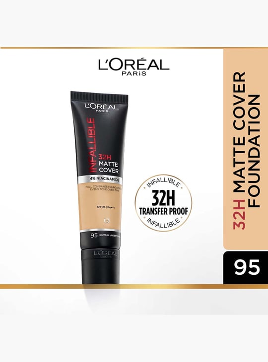 L'OREAL PARIS Infallible Matte Cover Liquid Foundation - 95 Neutral Undertone - 30ml