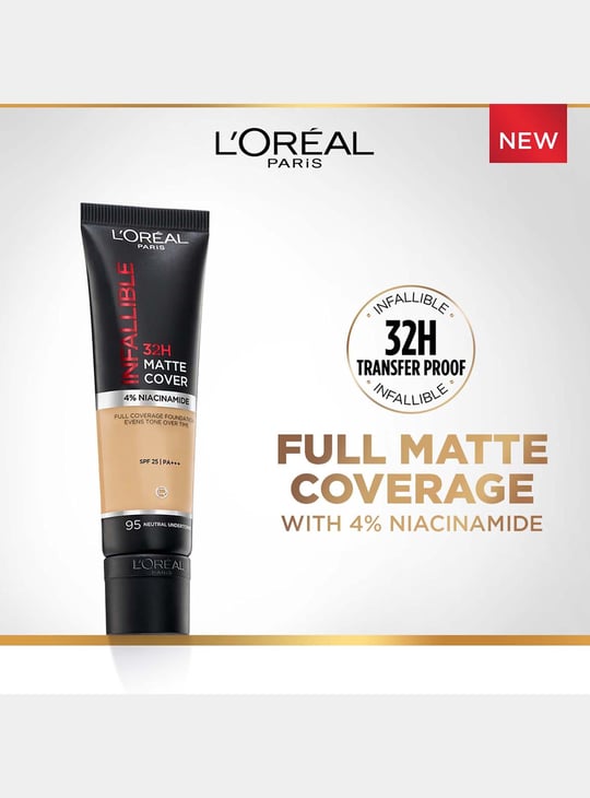 L'OREAL PARIS Infallible Matte Cover Liquid Foundation - 95 Neutral Undertone - 30ml