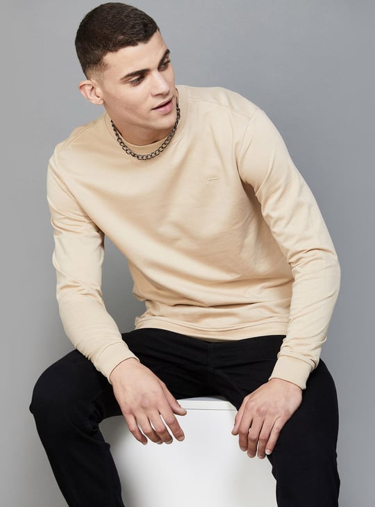 FAME FOREVER Solid Sweatshirt | Beige