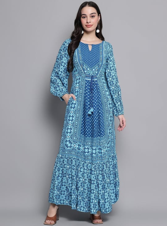 GLOBAL DESI Women Printed Ethnic Maxi Dress