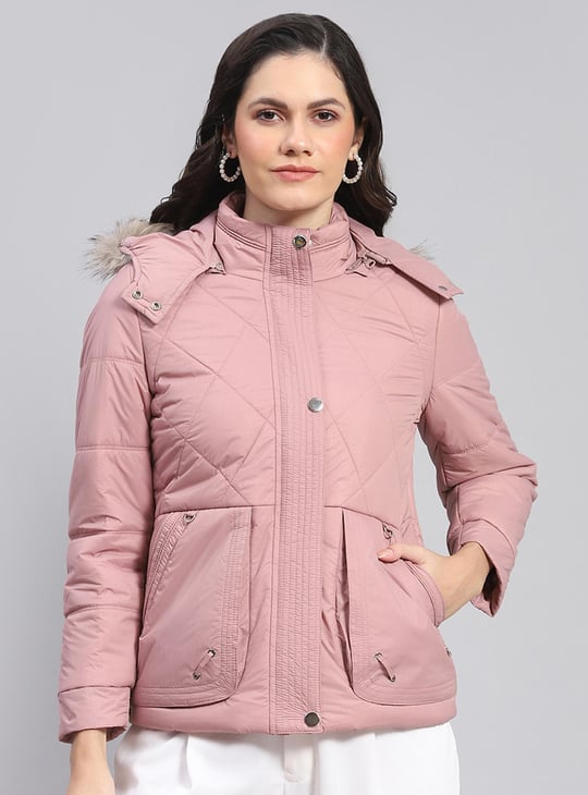 MONTE CARLO Women Quilted Jacket with Detachable Hood Pink