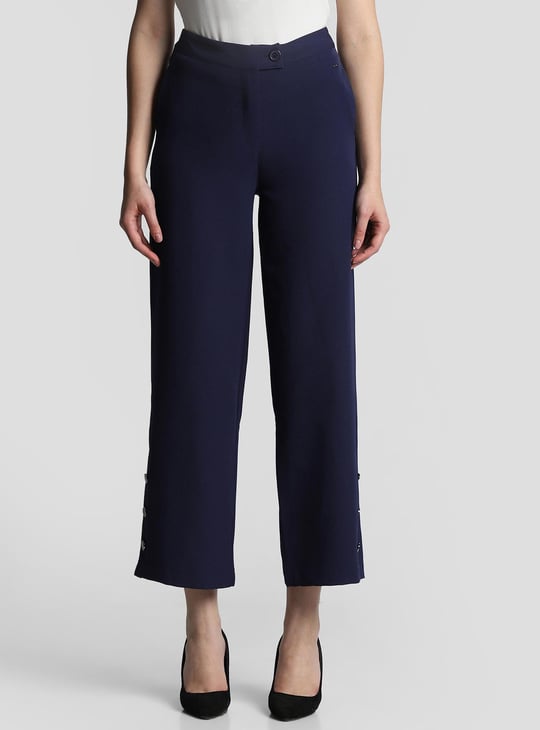 ALLEN SOLLY Women Solid Wide Leg Formal Trousers