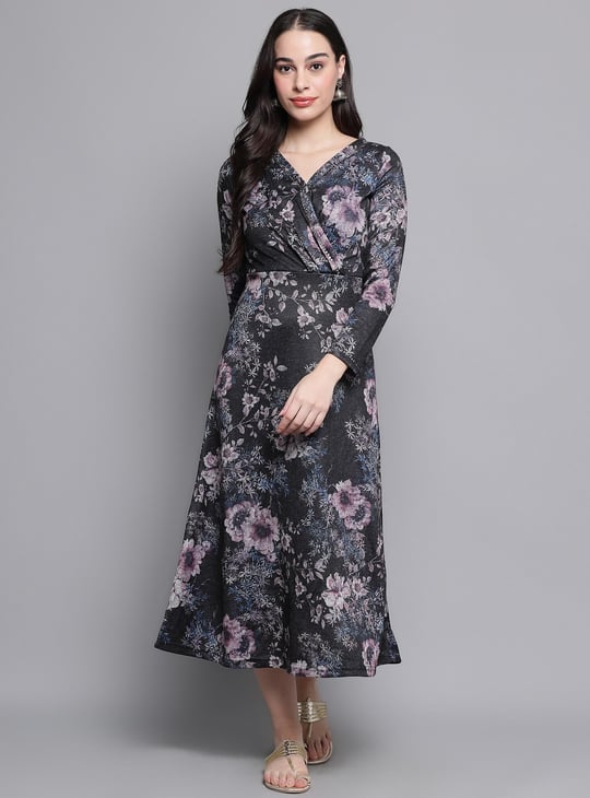 GLOBAL DESI Women Floral Print Midi Dress