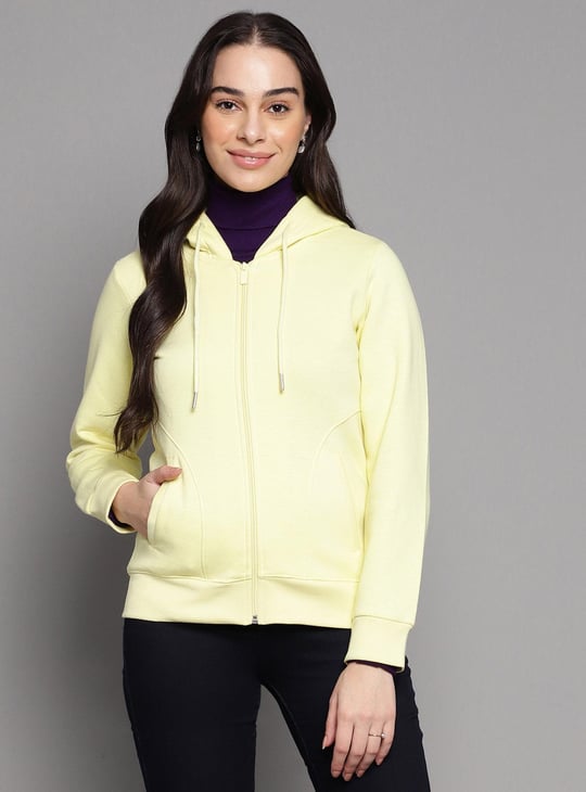 MONTE CARLO Women Solid Hooded Zip-Up Sweatshirt