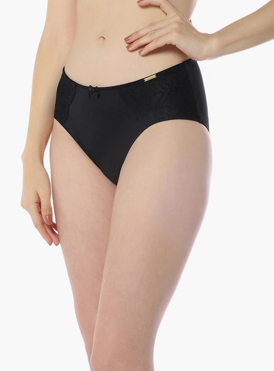 AMANTE Women Lace Hipster Panties Black