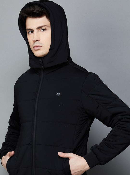 KILLER Men Solid Hooded Jacket Black