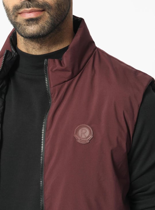 Rare Rabbit Dark Red Jacket Mens Floral Print Slim Fit Bomber Jacket