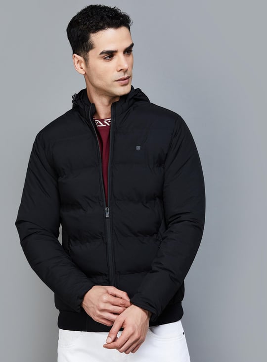 ALLEN SOLLY Men Solid Puffer Jacket Black