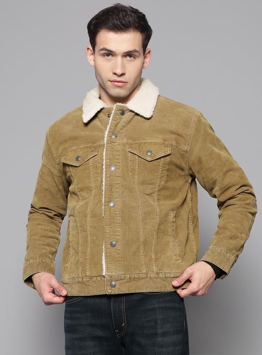 AMERICAN EAGLE Men Teddy Collar Corduroy Jacket