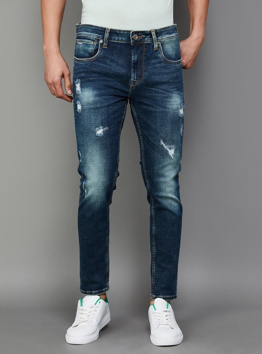 VOI JEANS Men Distressed Skinny Fit Cropped Jeans