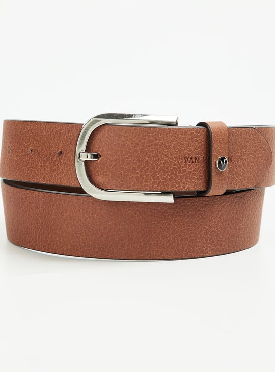 VAN HEUSEN Men Solid Leather Casual Belt Brown - Main Image