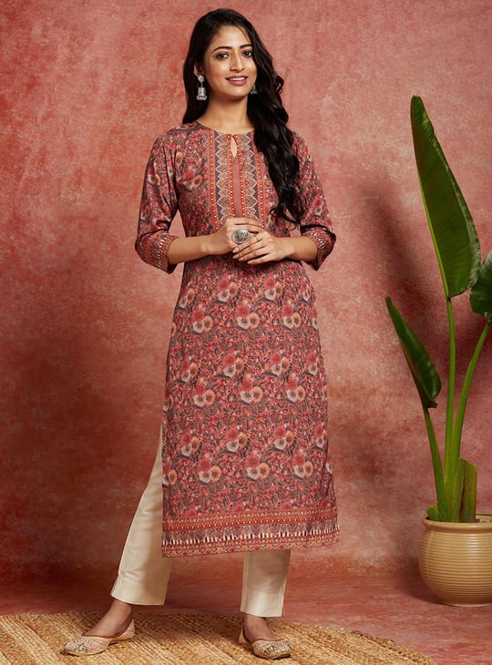 LIBAS Women Floral Printed Straight Kurta