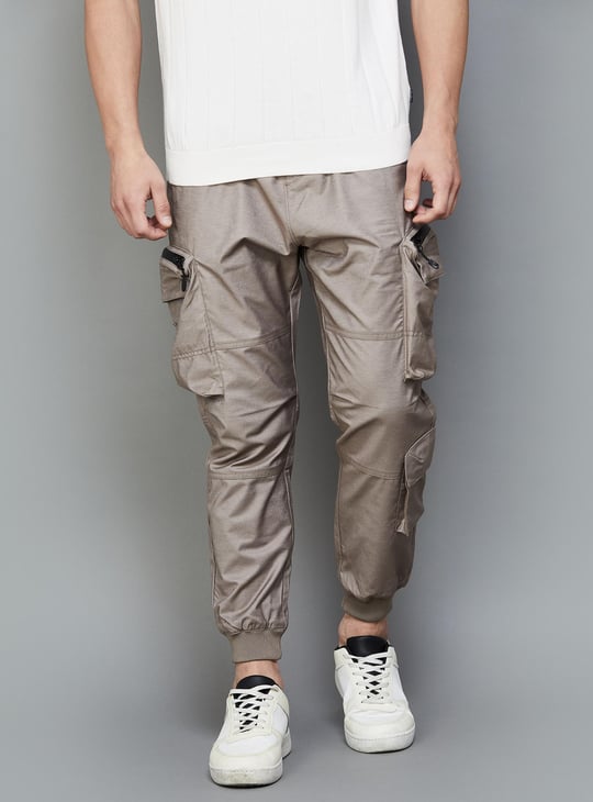 Victorious Men's Jogger Twill Cargo Pants - Drop Crotch, Tapered Leg, Elastic Cuffs, Black, Medium