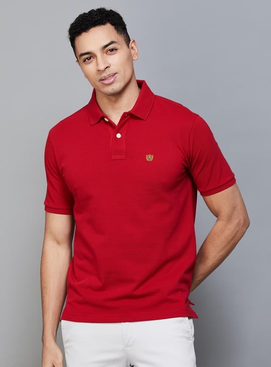 FAHRENHEIT Men Solid Regular Fit Polo T-shirt Red