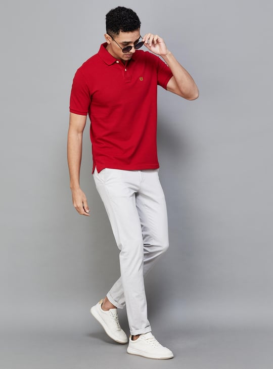 FAHRENHEIT Men Solid Regular Fit Polo T-shirt Red