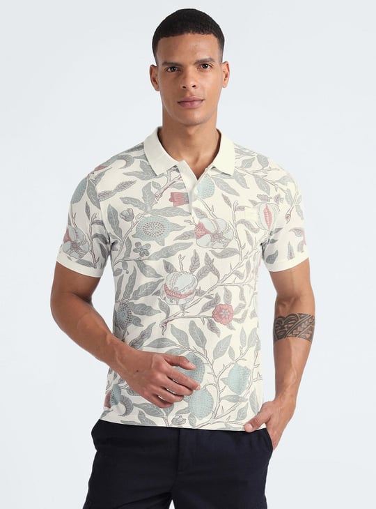 FLYING MACHINE Men Tropical Printed Regular Fit Polo T-shirt