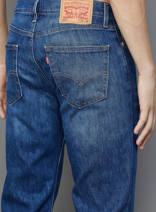 LEVI'S Men Stonewashed Slim Tapered Jeans Blue