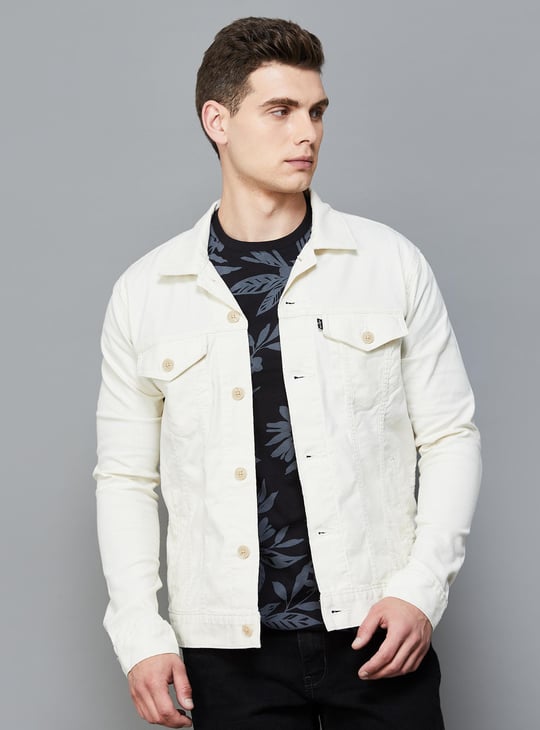 LEVI S Men Solid Denim Jacket White