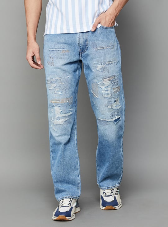 LEVI'S Men Comfort Fit Highly Distressed Jeans
